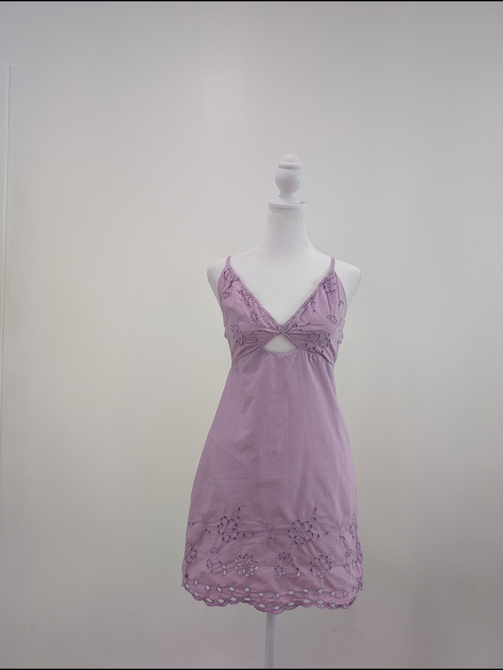 Zara Lavender Eyelet Trim Mini Dress